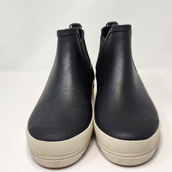 Baxter Wood Havea Black White Sole Chelsea Rain Boot Womens 10 Ankle Pull On - Picture 4 of 10